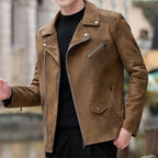 Fashion Velvet Padded Leather Coat Men's Suit Collar Jacket