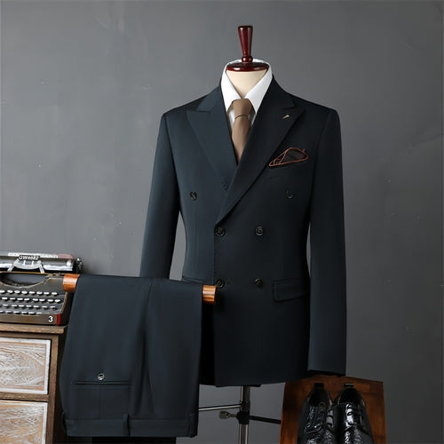 PrestigeForm™ – Men’s Double-Breasted Business Suit Set