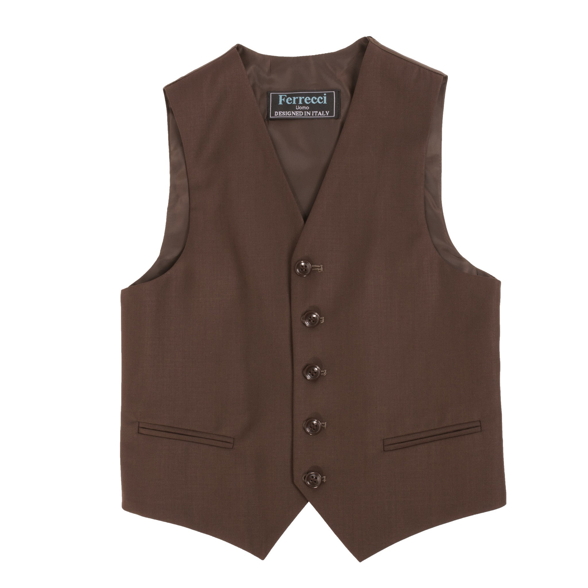 Boys Premium Chocolate Brown 3pc Vested Suit-3