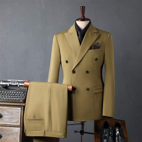 PrestigeForm™ – Men’s Double-Breasted Business Suit Set